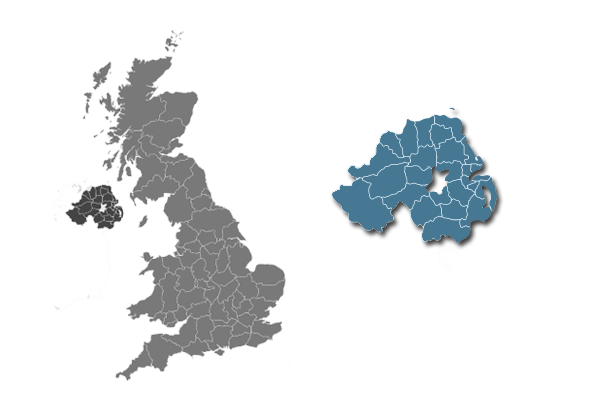 Northern Ireland area map